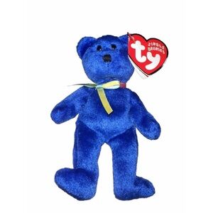 TY Happy Holiday Clubby Christmas
Jingle Beanie Blue Teddy Bear Ornament